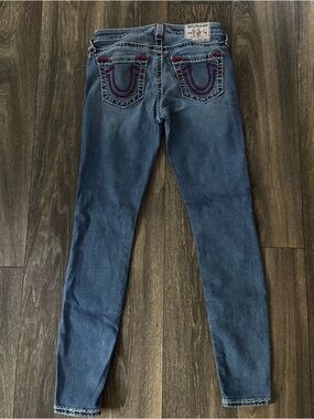 True Religion Light Blue Jeans with Red Stitching